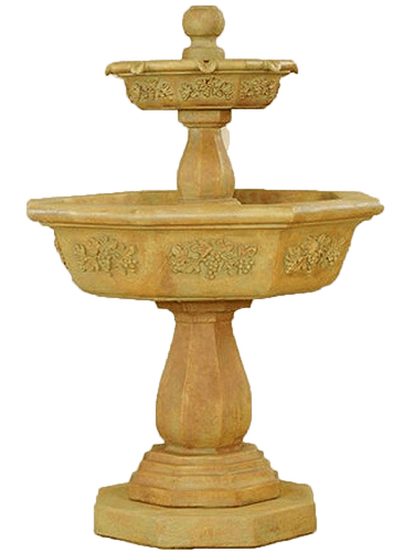 Uva Two Tier Cast Stone Outdoor Water Fountain Fountain Tuscan